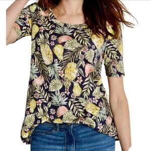 J. Jill Pima Cotton Novelty Print Elbow Sleeve Tee Size Sp